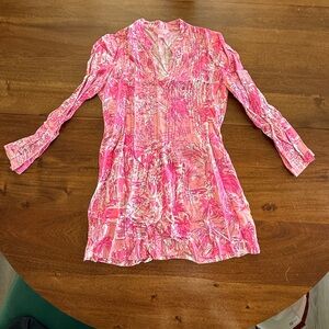 Lilly Pulitzer Pink Tropical V-Neck Tunic